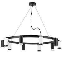 Люстра подвесная Rullo LR02037536576 Lightstar белая чёрная на 10 ламп, основание чёрное в стиле хай-тек Люстра подвесная Rullo LR02037536576 Lightstar белая чёрная на 10 ламп, основание чёрное в стиле хай-тек